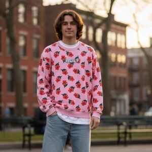 ​Golf Wang "Find Some Time" Pink Floral Crewneck Sweatshirt - Size Medium